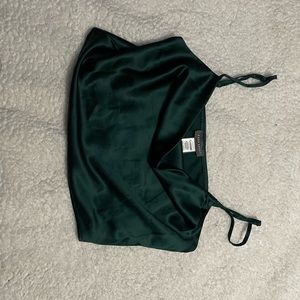 Cute green satin crop top